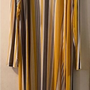 Women’s Striped Yellow & Gray Swim Coverup Dress